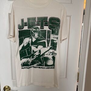 Abercrombie & Fitch White Tee with Navy Logo and NFL Shield